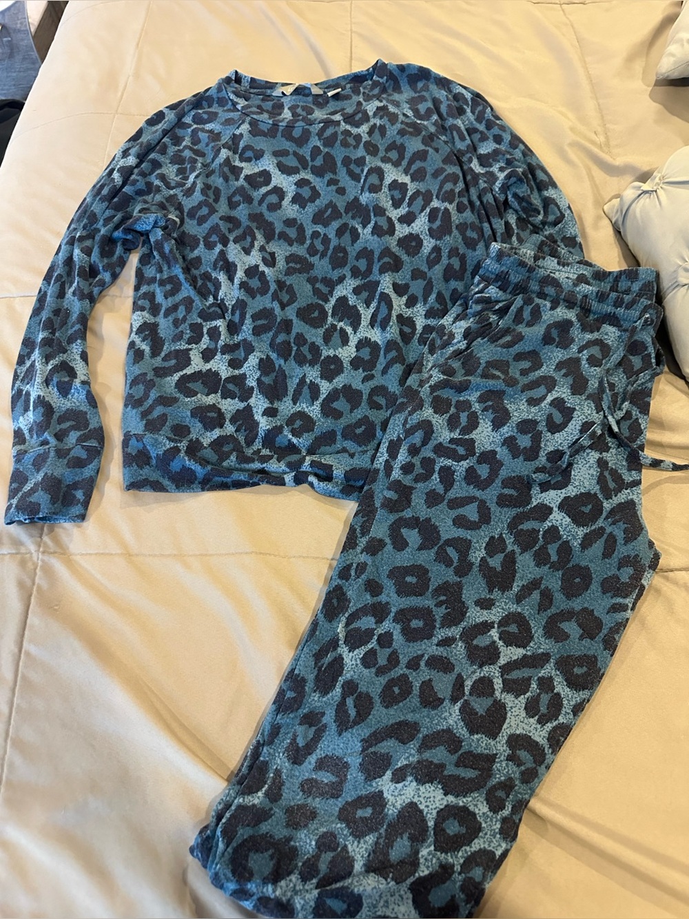 Guiliana Blue Leopard Print sweatsuit Set - Women’s small - GUC